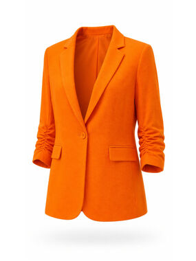 Bar III Women's XXL Bright Orange One-Button Ruched Sleeve Blazer NWT